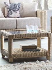 Desser Natural Burford Rattan Conservatory Glass Top Coffee Table - Image 2 of 4