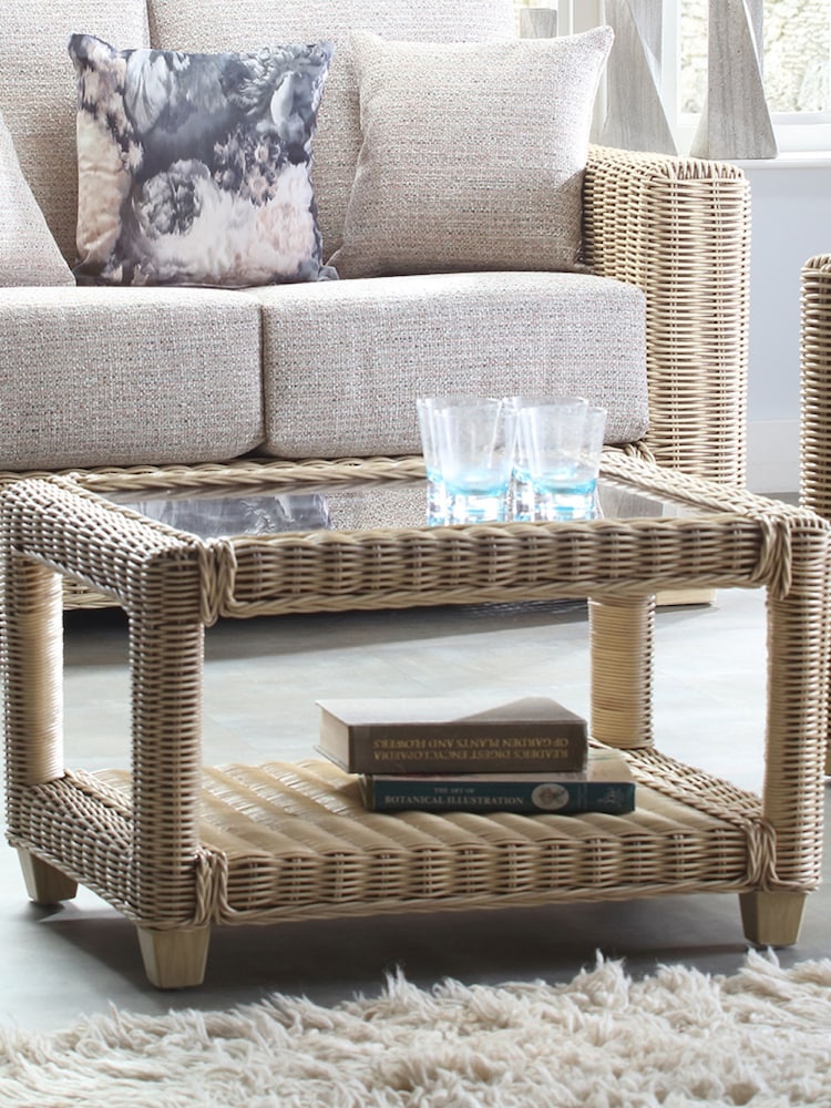 Desser Natural Burford Rattan Conservatory Glass Top Coffee Table - Image 2 of 4