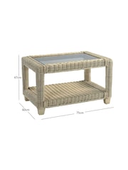 Desser Natural Burford Rattan Conservatory Glass Top Coffee Table - Image 4 of 4