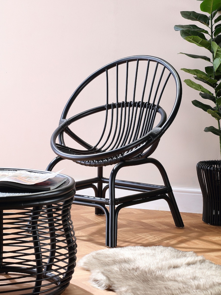 Desser Black Moon Wicker Rattan Chair - Image 1 of 3