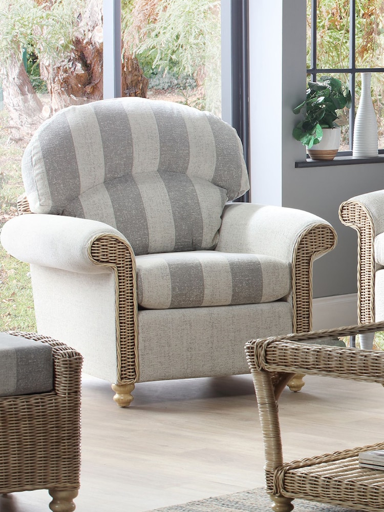 Desser Grey Athena Stripe Samford Conservatory Chair - Image 1 of 4