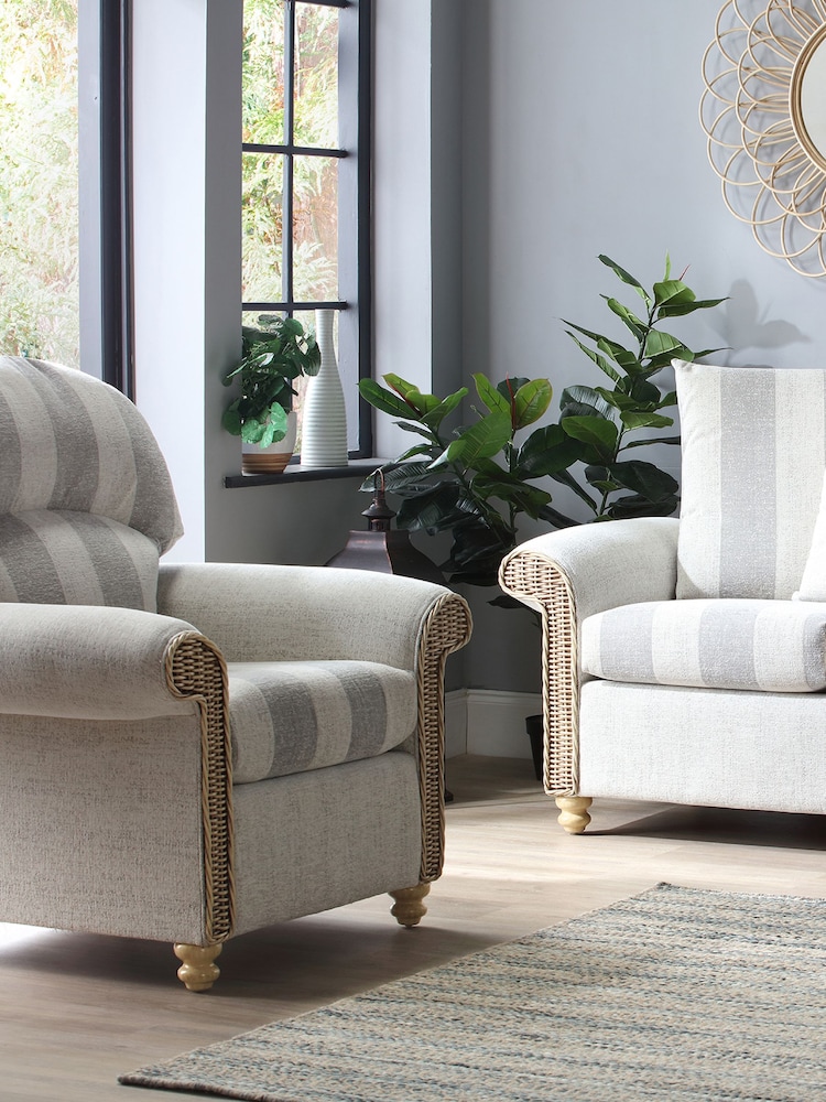 Desser Grey Athena Stripe Samford Conservatory Chair - Image 2 of 4