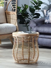Desser Natural Royal Wicker Rattan Lamp Table - Image 2 of 4