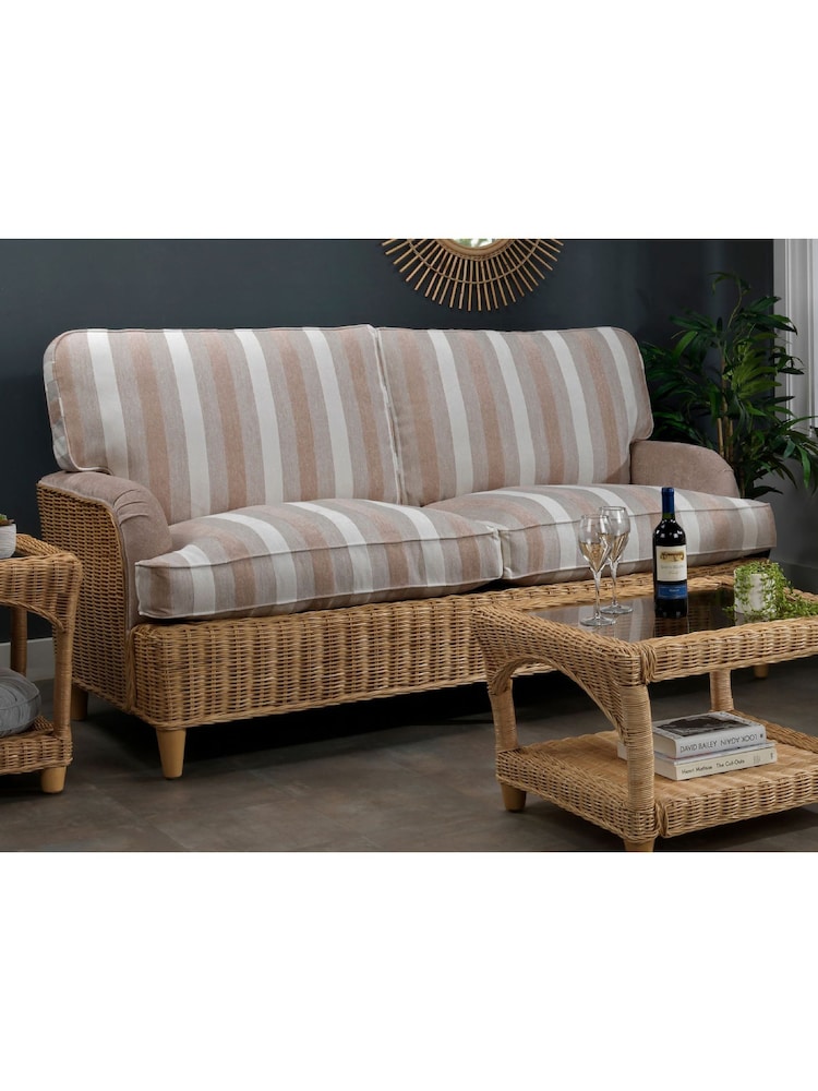 Desser Duke Beige Stripe Sevile Conservatory 3 Seater Wooden Feet Sofa - Image 1 of 4