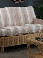 Desser Duke Beige Stripe Sevile Conservatory 2 Seater Wooden Feet Sofa - Image 2 of 7