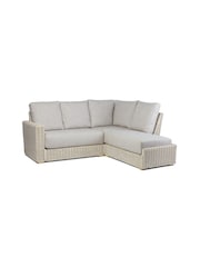 Desser Blush Pink Tweed Burford Natural Rattan Left Hand Conservatory Corner Sofa - Image 4 of 4