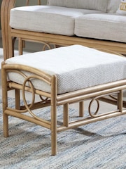 Desser Jasper Beige Cream Madrid Light Oak Rattan Conservatory Footstool - Image 2 of 4
