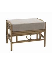 Desser Jasper Beige Cream Madrid Light Oak Rattan Conservatory Footstool - Image 3 of 4