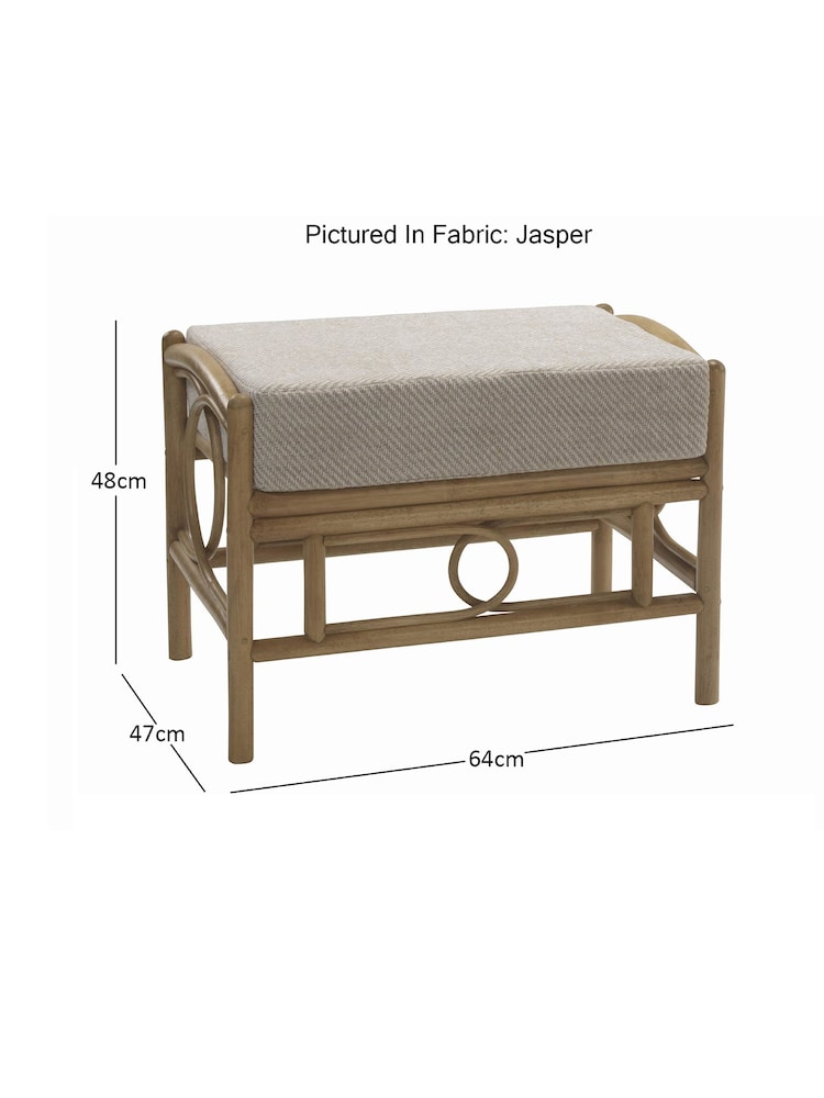 Desser Jasper Beige Cream Madrid Light Oak Rattan Conservatory Footstool - Image 4 of 4