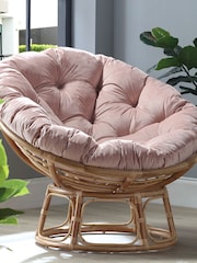 Desser Velvet Blush Papasan Wicker Rattan Chair - Image 1 of 2