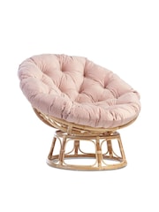 Desser Velvet Blush Papasan Wicker Rattan Chair - Image 2 of 2