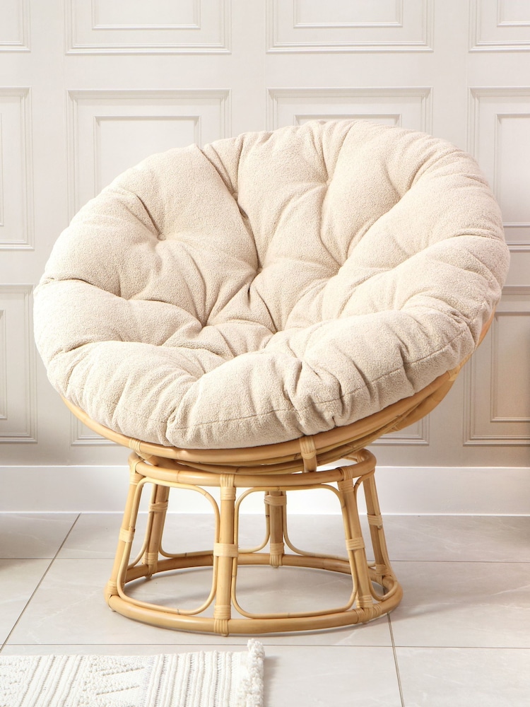 Desser Bouclé Plain Papasan Wicker Rattan Chair - Image 1 of 3