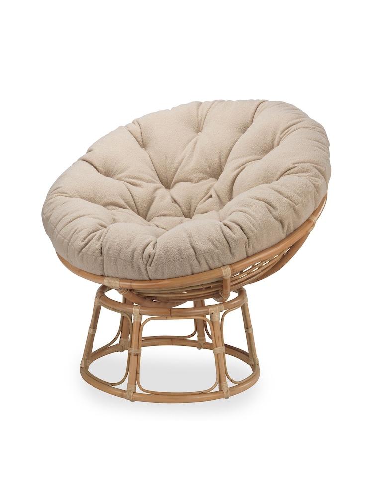 Desser Bouclé Plain Papasan Wicker Rattan Chair - Image 2 of 3