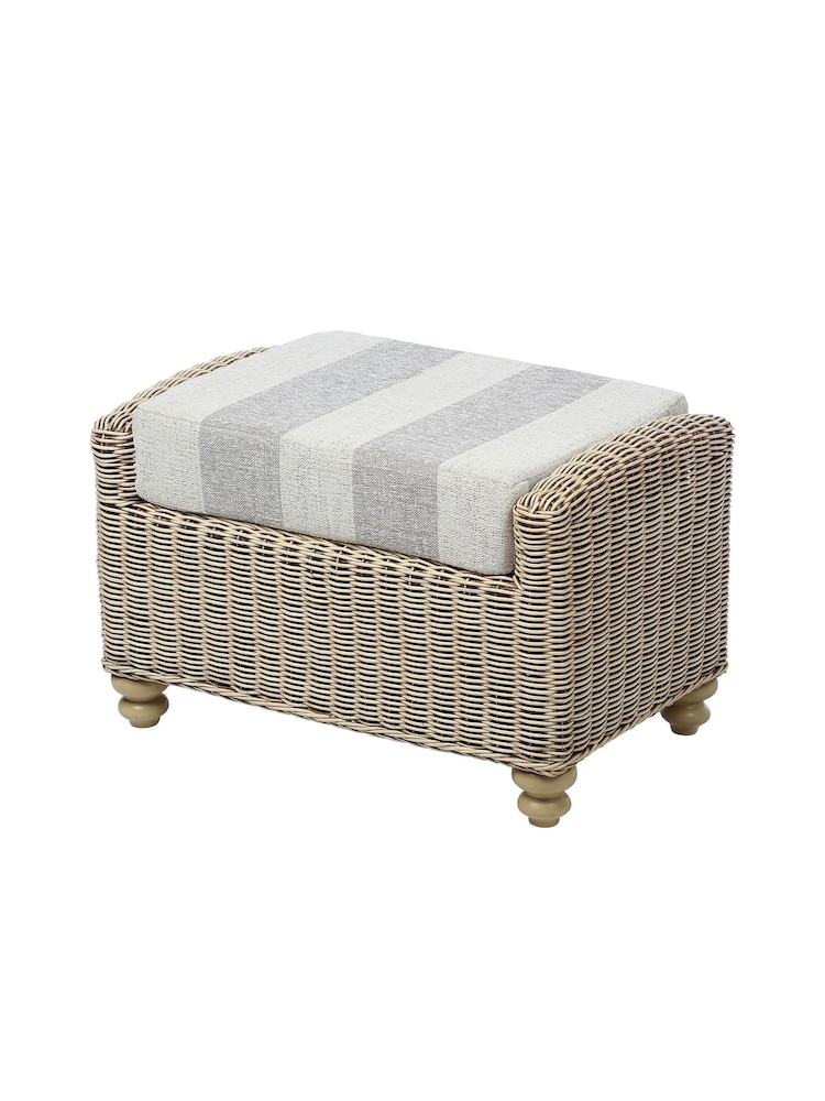 Desser Grey Athena Stripe Samford Conservatory Footstool - Image 1 of 3