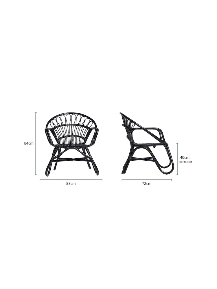 Desser Black Nordic Wicker Rattan Chair - Image 3 of 3