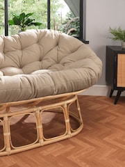 Desser Bouclé Plain Papasan Wicker Rattan Sofa - Image 2 of 3