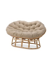 Desser Bouclé Plain Papasan Wicker Rattan Sofa - Image 2 of 2