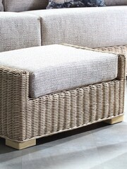 Desser Blush Pink Tweed Burford Natural Rattan Conservatory Storage Footstool - Image 1 of 3