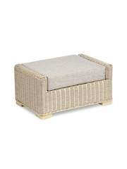 Desser Blush Pink Tweed Burford Natural Rattan Conservatory Storage Footstool - Image 2 of 3