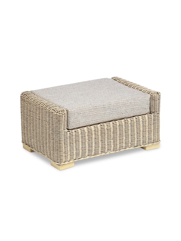 Desser Blush Pink Tweed Burford Natural Rattan Conservatory Storage Footstool - Image 2 of 3