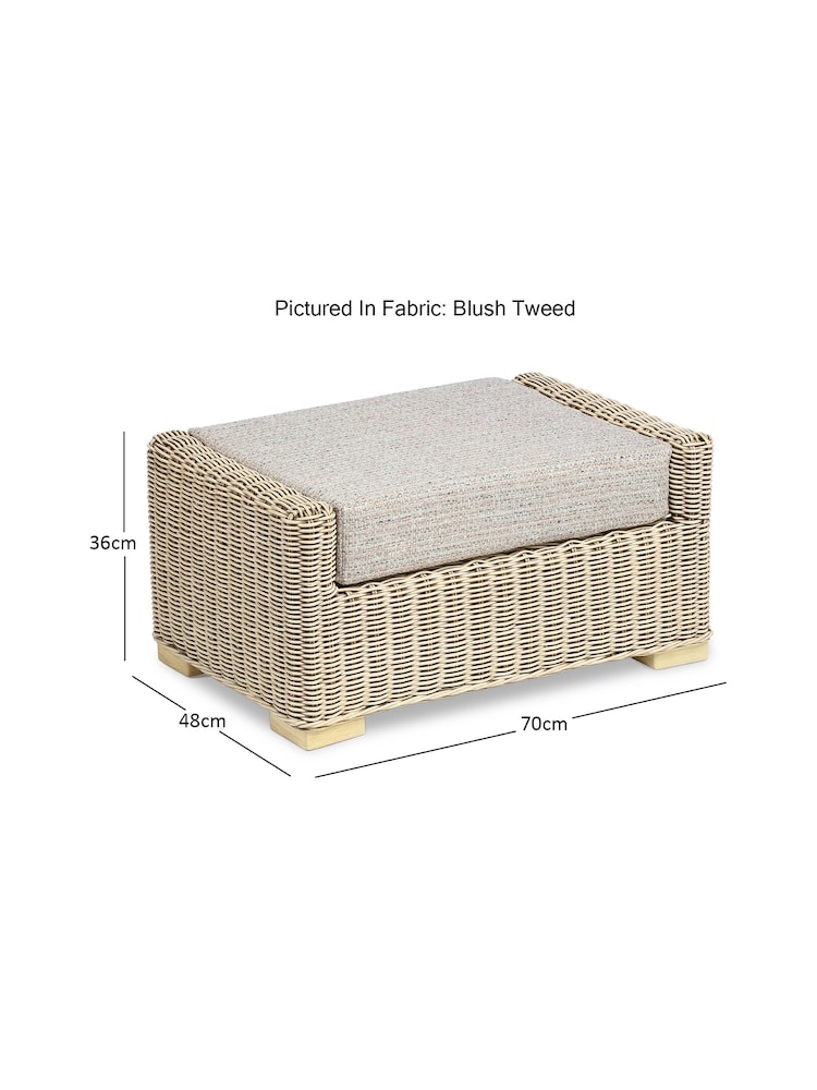Desser Blush Pink Tweed Burford Natural Rattan Conservatory Storage Footstool - Image 3 of 3