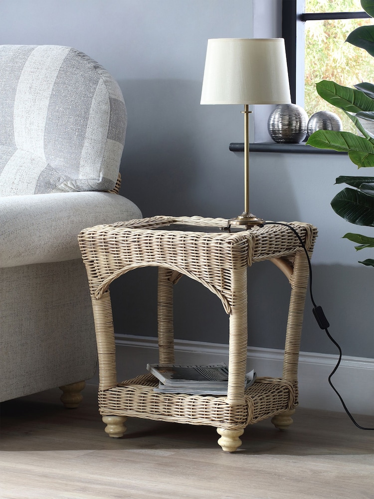 Desser Natural Samford Conservatory Glass Top Lamp Table - Image 1 of 3
