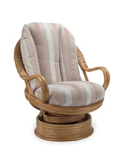 Desser Duke Beige Stripe Seville Rattan 360 Conservatory Swivel Rocking Chair - Image 1 of 3