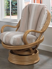 Desser Duke Beige Stripe Seville Rattan 360 Conservatory Swivel Rocking Chair - Image 2 of 3