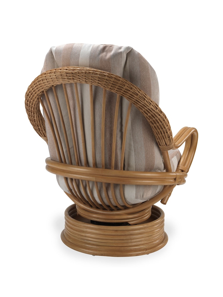 Desser Duke Beige Stripe Seville Rattan 360 Conservatory Swivel Rocking Chair - Image 3 of 3