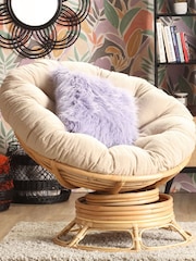 Desser Bouclé Plain Swivel Papasan Chair With Latte Fabric - Image 1 of 3
