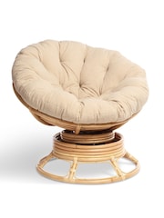 Desser Bouclé Plain Swivel Papasan Chair With Latte Fabric - Image 2 of 3