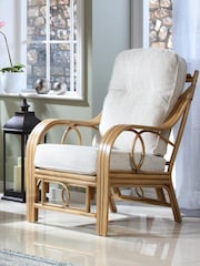 Desser Jasper Beige Cream Madrid Light Oak Rattan Conservatory 2 Seater Suite Sofa - Image 3 of 5