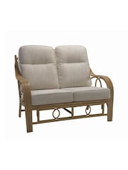 Desser Jasper Beige Cream Madrid Light Oak Rattan Conservatory 2 Seater Suite Sofa - Image 4 of 5