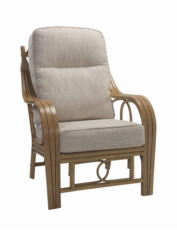 Desser Jasper Beige Cream Madrid Light Oak Rattan Conservatory 2 Seater Suite Sofa - Image 5 of 5