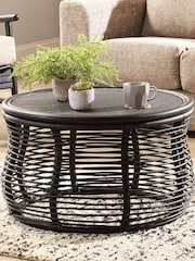 Desser Black Royal Wicker Rattan Coffee Table - Image 1 of 3