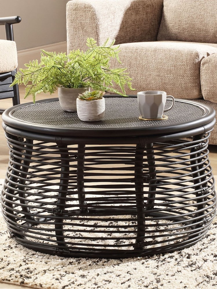 Desser Black Royal Wicker Rattan Coffee Table - Image 1 of 3