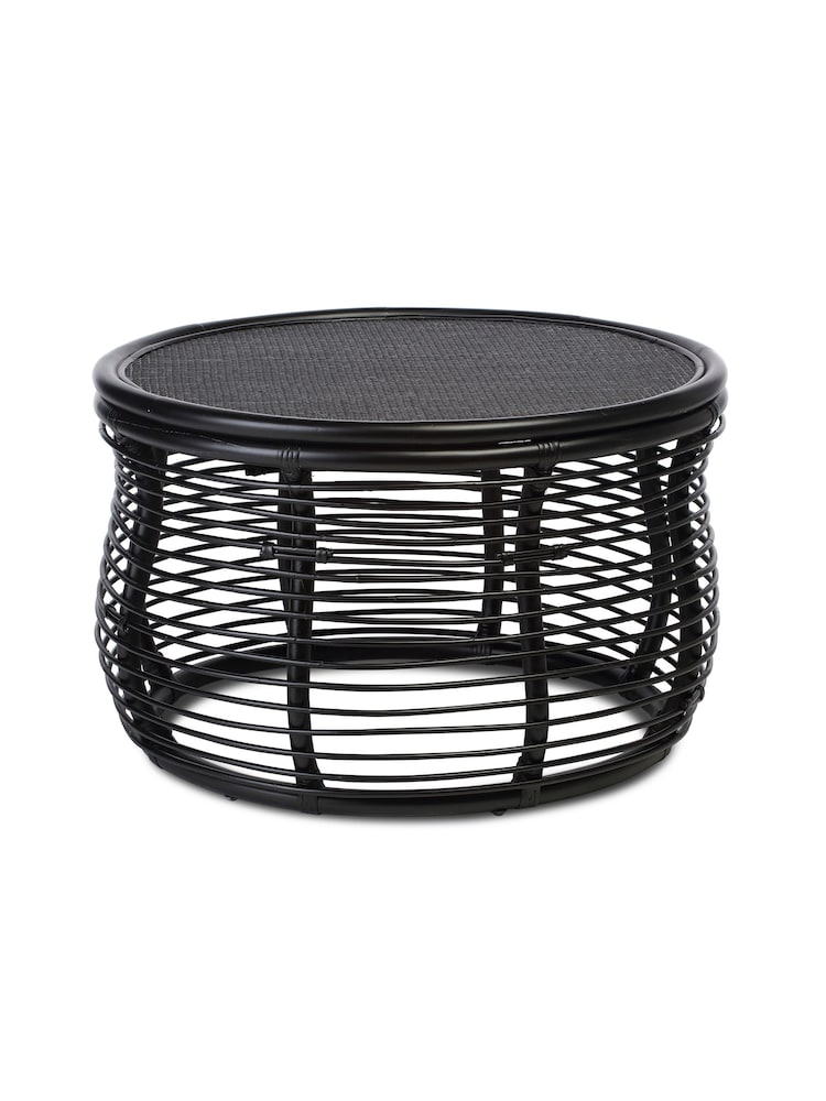 Desser Black Royal Wicker Rattan Coffee Table - Image 2 of 3