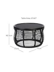 Desser Black Royal Wicker Rattan Coffee Table - Image 3 of 3