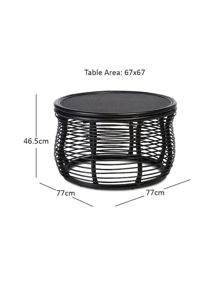 Desser Black Royal Wicker Rattan Coffee Table - Image 3 of 3