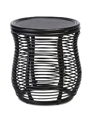 Desser Black Royal Wicker Rattan Lamp Table - Image 2 of 3