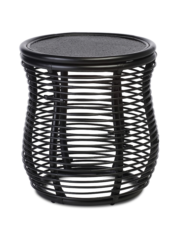 Desser Black Royal Wicker Rattan Lamp Table - Image 2 of 3