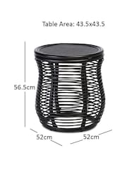 Desser Black Royal Wicker Rattan Lamp Table - Image 3 of 3