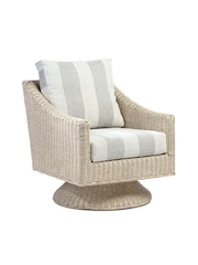 Desser Grey Athena Stripe Dijon Rattan 360 Conservatory Boxy Swivel Chair - Image 2 of 3
