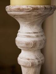 White Extra Large Wood Effect Pillar Candle Holder - Image 3 of 7