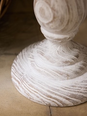 White Extra Large Wood Effect Pillar Candle Holder - Image 4 of 7