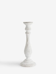 White Extra Large Wood Effect Pillar Candle Holder - Image 5 of 7
