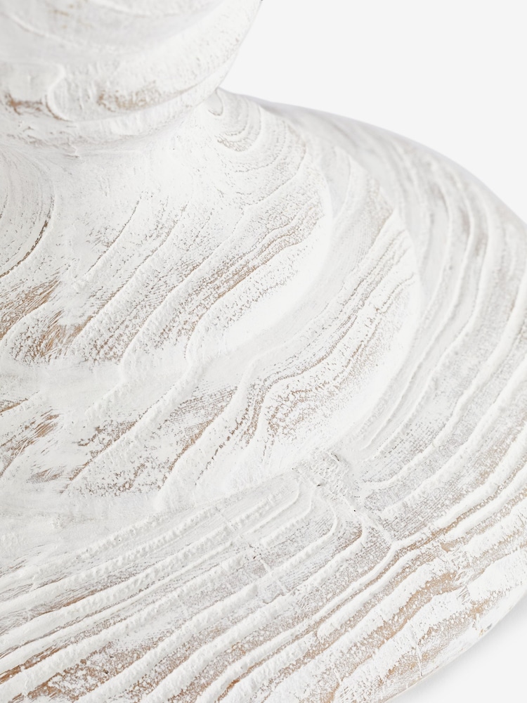 White Extra Large Wood Effect Pillar Candle Holder - Image 7 of 7