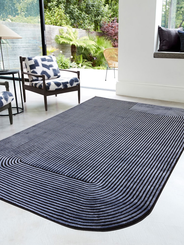 Asiatic Rugs Black Navy Kuza Shape Rug - Image 1 of 3