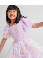 Monsoon Pink Unicorn Print 100% Cotton Dress - Image 1 of 5
