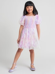 Monsoon Pink Unicorn Print 100% Cotton Dress - Image 2 of 5